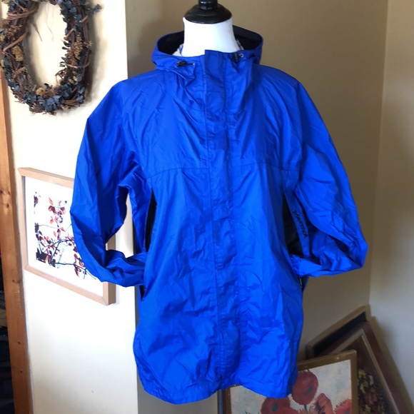 MARMONT size Medium Blue windbreaker ZipFront Waterproof Hoodie Packable Jacket - Picture 1 of 14